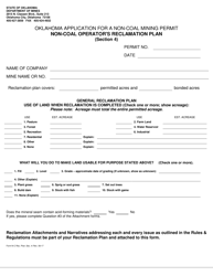 Application for a Non-coal Mining Permit - Non-coal Operator&#039;s Reclamation Plan (Section 4) - Oklahoma
