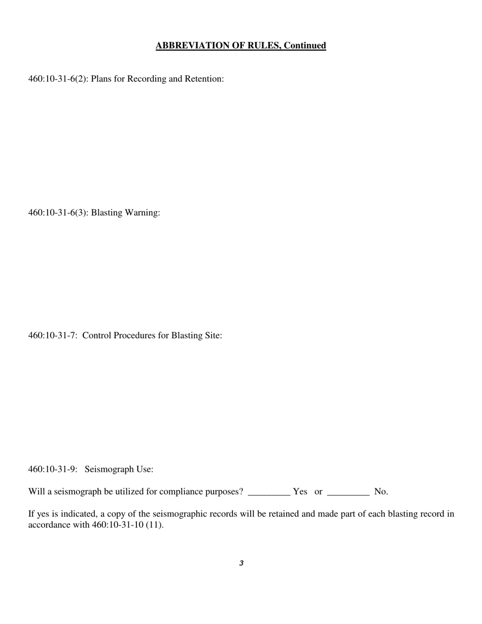 Blasting Plan for Non-coal Mining Blasting - Oklahoma, Page 3