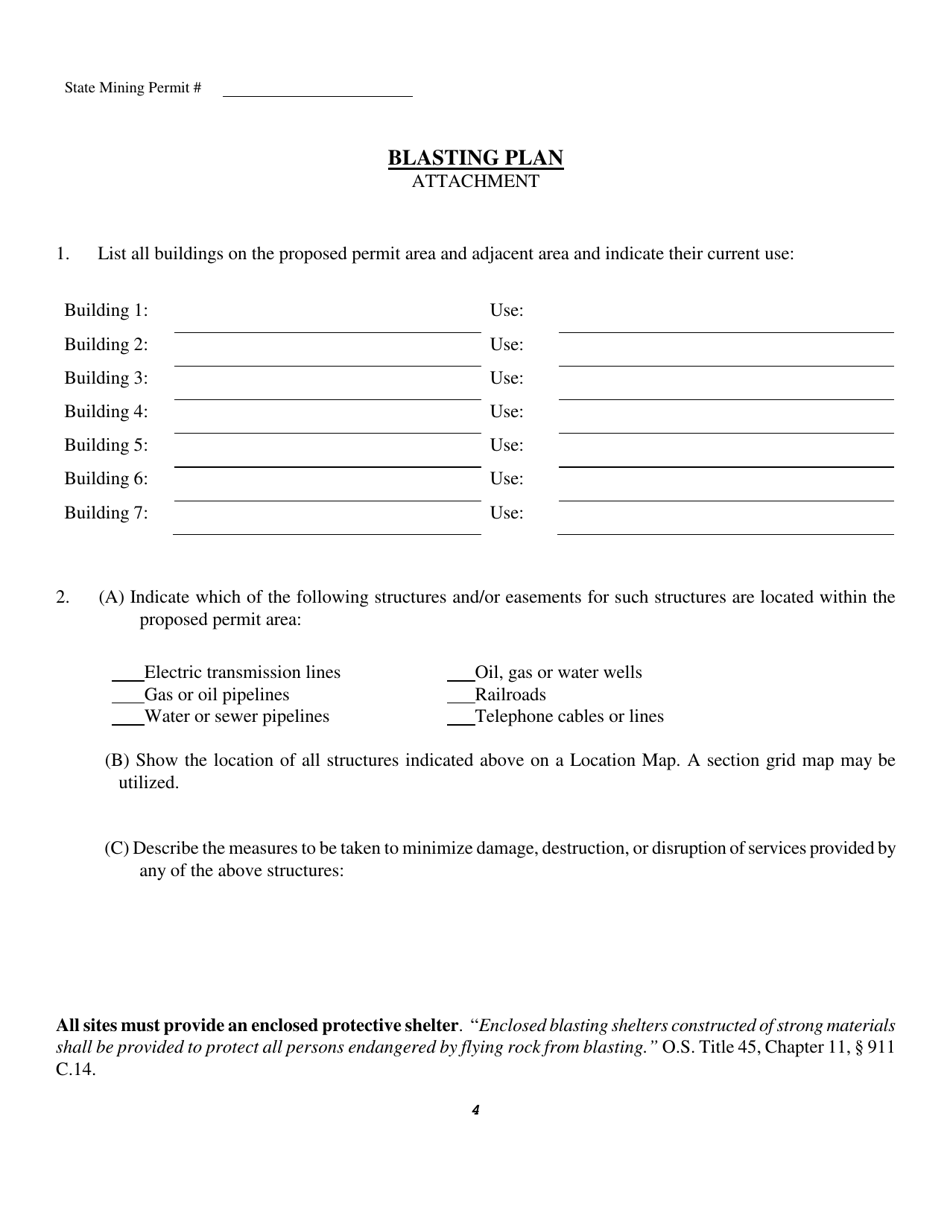 Blasting Plan for Non-coal Mining Blasting - Oklahoma, Page 4