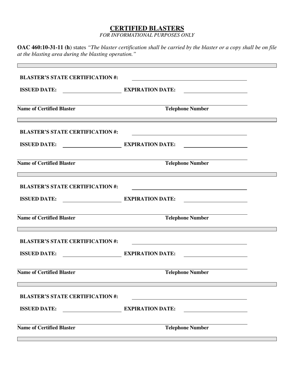 Blasting Plan for Non-coal Mining Blasting - Oklahoma, Page 6