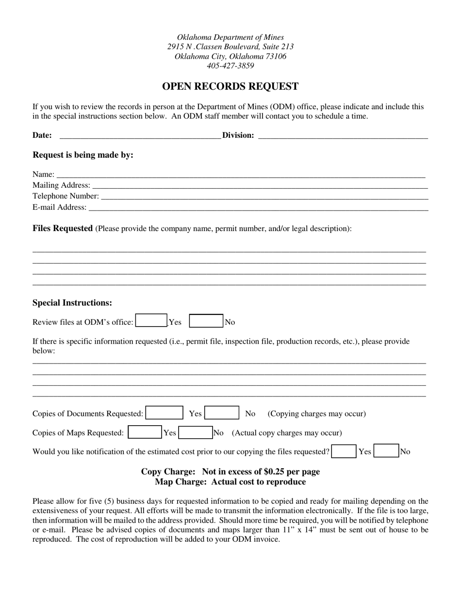 Open Records Request Form - Oklahoma, Page 1