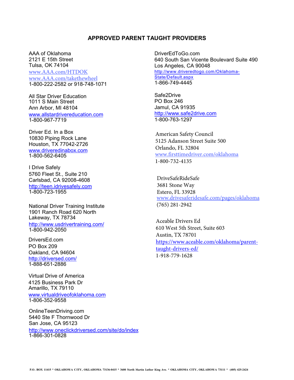 Parent Taught Drivers Education Affidavit - Oklahoma, Page 8