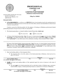 SOS Form 0038 Professional Certificate of Limited Partnership (Oklahoma Limited Partnership) - Oklahoma, Page 3