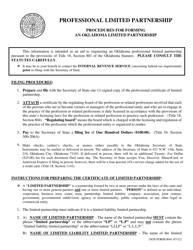 Document preview: SOS Form 0038 Professional Certificate of Limited Partnership (Oklahoma Limited Partnership) - Oklahoma