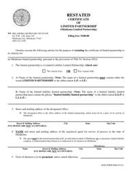 SOS Form 0068 Restated Certificate of Limited Partnership (Oklahoma Limited Partnership) - Oklahoma