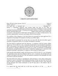 Document preview: Athlete Agent Bond Form - Oklahoma