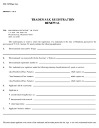 Document preview: SOS Form 0046 Trademark Registration Renewal - Oklahoma