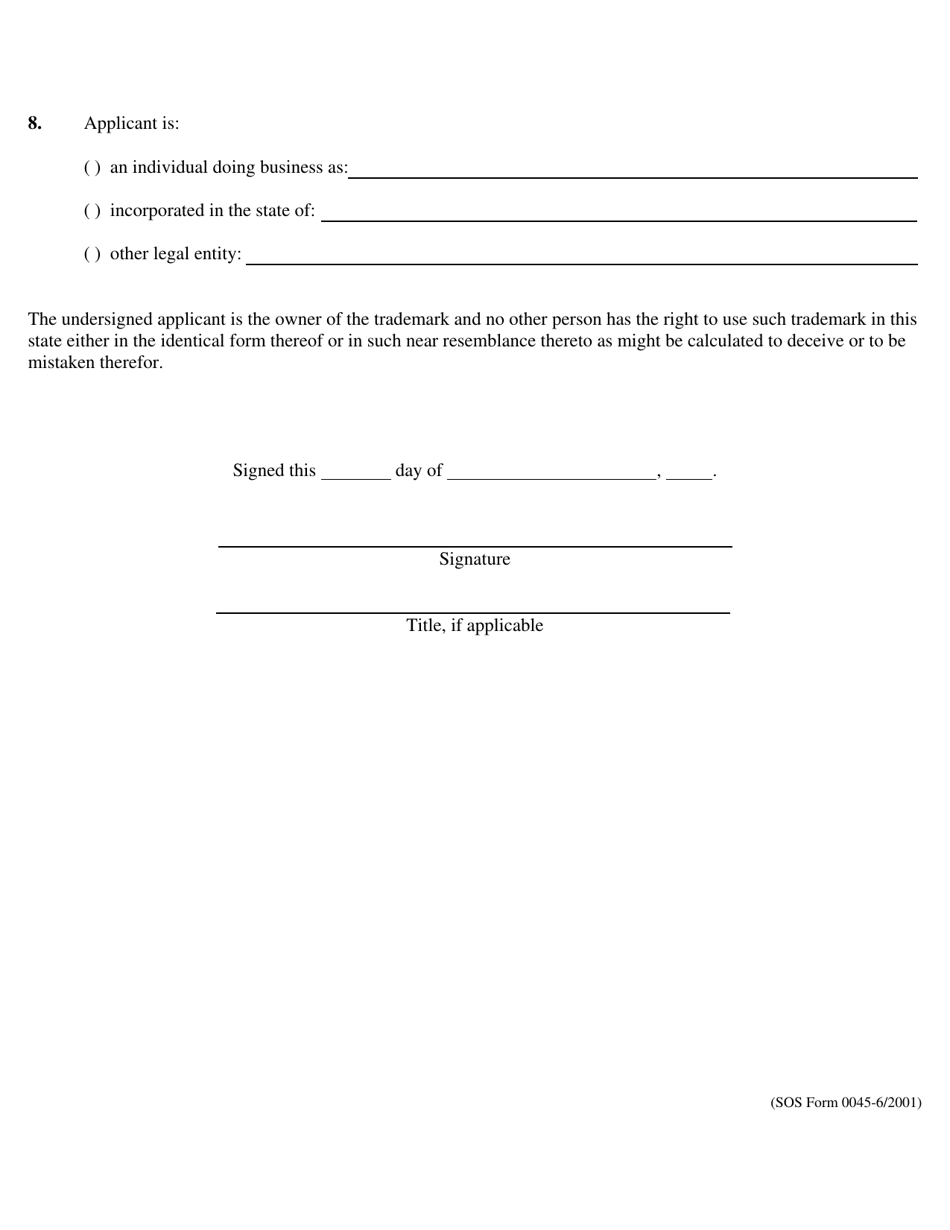 SOS Form 0045 - Fill Out, Sign Online and Download Fillable PDF ...