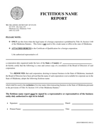 Document preview: SOS Form 0032 Fictitious Name Report - Oklahoma
