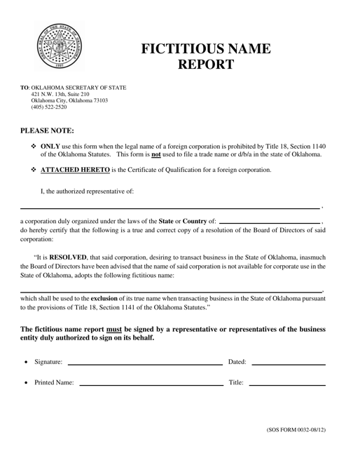 SOS Form 0032  Printable Pdf