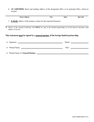 SOS Form 0089 Change or Designation of Registered Agent and/or Registered Office and/or Designated Office (Foreign Lp) - Oklahoma, Page 2