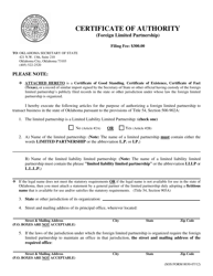 SOS Form 0030 Certificate of Authority (Foreign Limited Partnership) - Oklahoma, Page 3