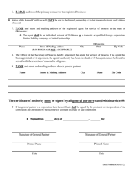 SOS Form 0030 Certificate of Authority (Foreign Limited Partnership) - Oklahoma, Page 4