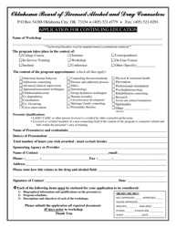Application for Continuing Education - Oklahoma