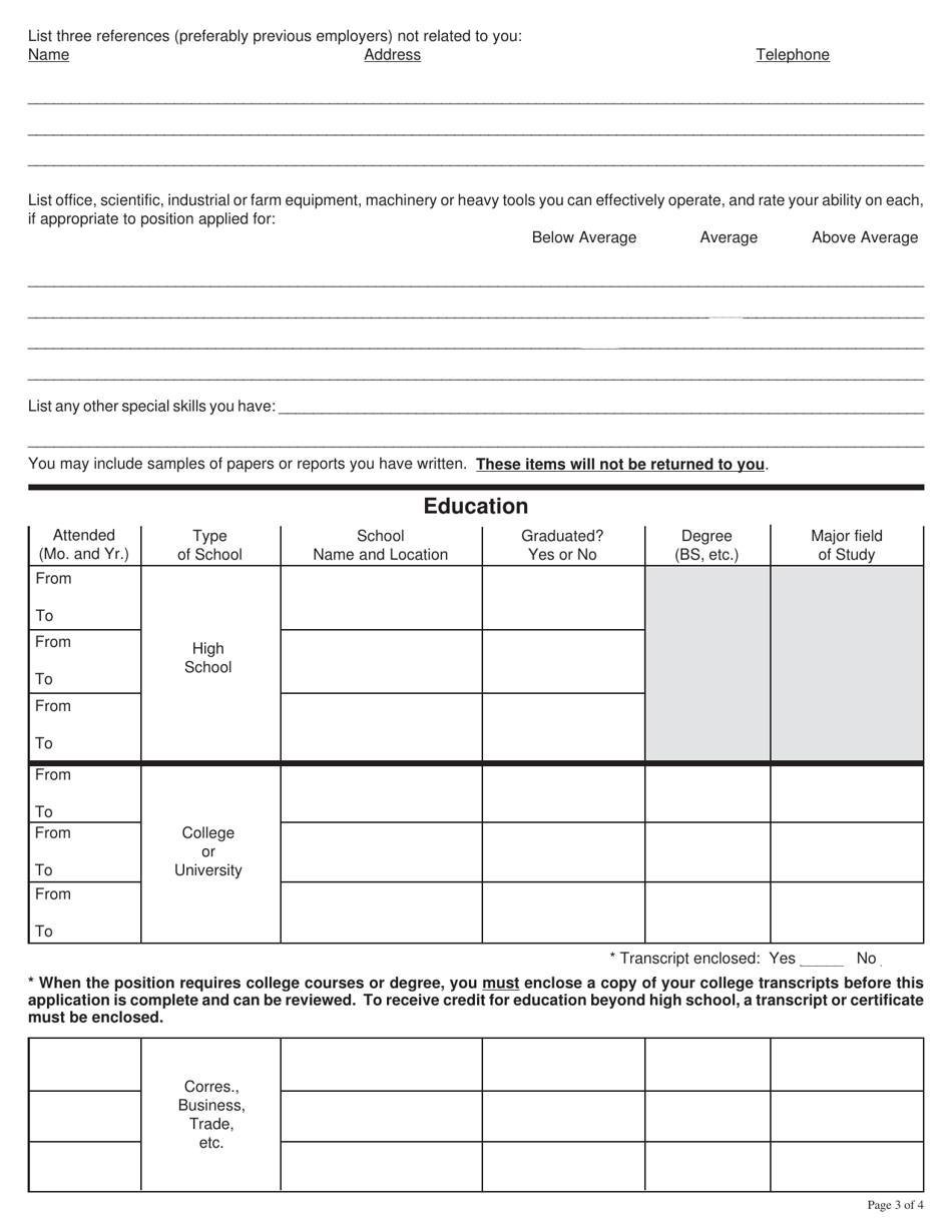 Application for Employment - Oklahoma, Page 4