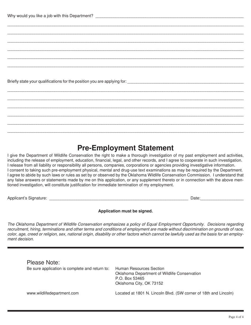 Application for Employment - Oklahoma, Page 5
