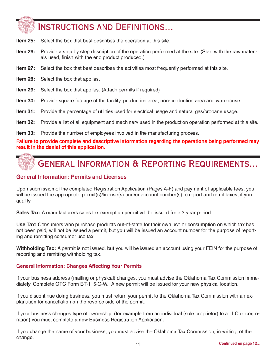 Packet M - Oklahoma Business Registration Packet for Manufacturers - Oklahoma, Page 11