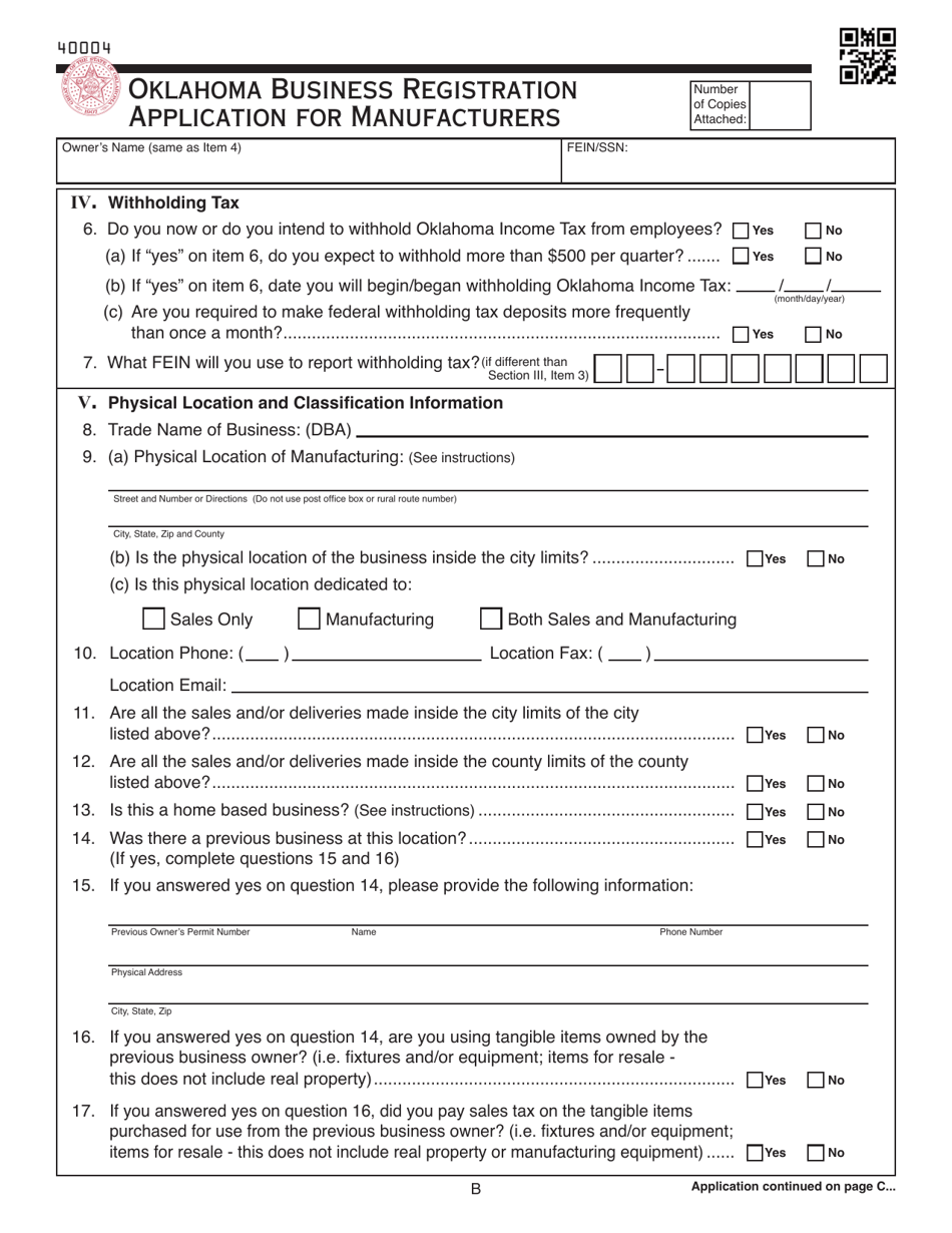 Packet M - Oklahoma Business Registration Packet for Manufacturers - Oklahoma, Page 14
