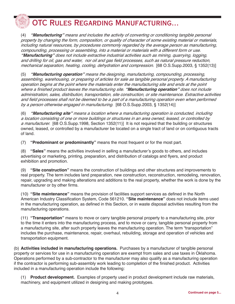 Packet M - Oklahoma Business Registration Packet for Manufacturers - Oklahoma, Page 4