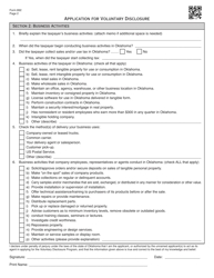 OTC Form 892 Application for Voluntary Disclosure - Oklahoma, Page 2