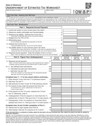 OTC Form OW-8-P Underpayment of Estimated Tax Worksheet - Oklahoma
