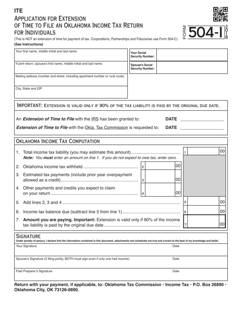 OTC Form 504-I 2018 Printable Pdf