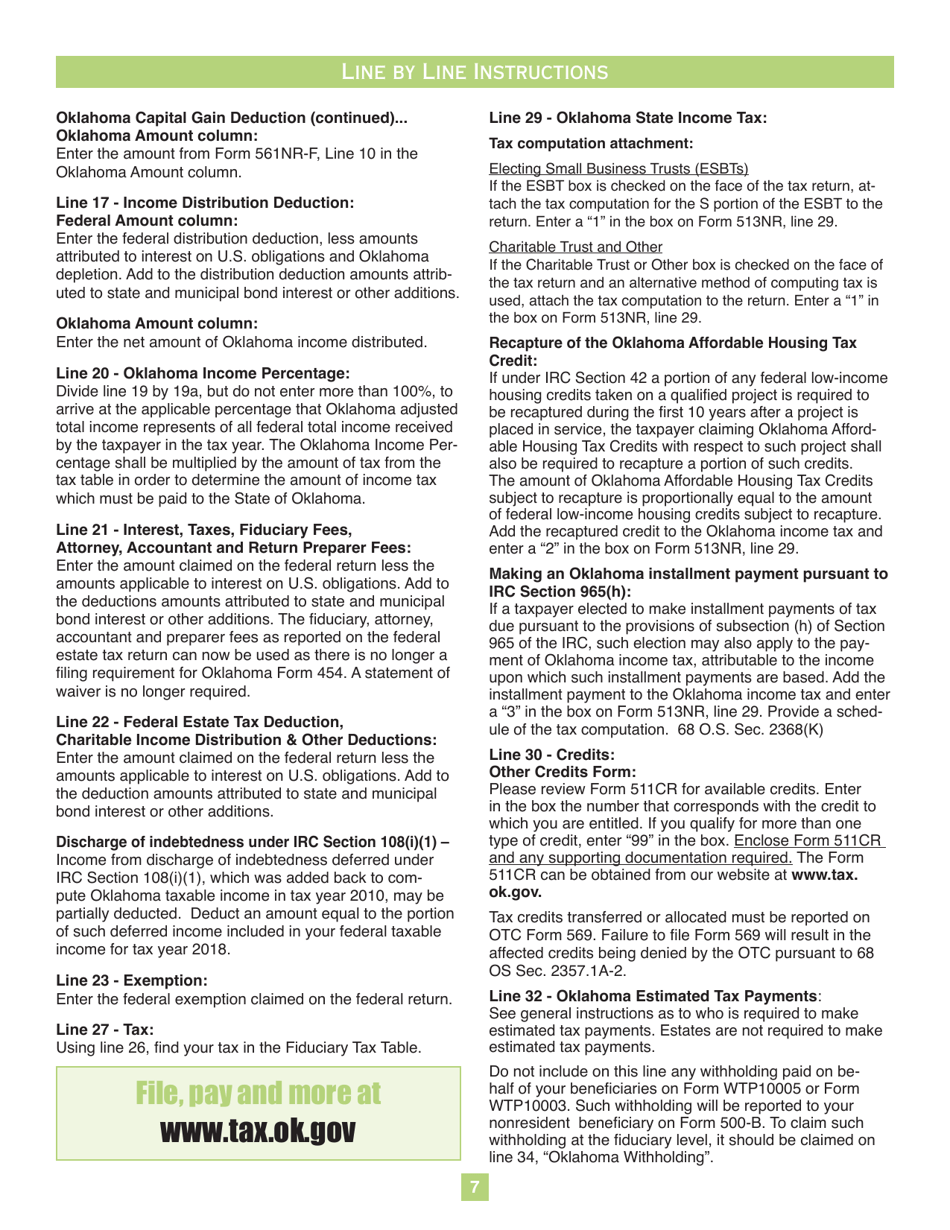 Fiduciary Nonresident Income Tax Return Packet - Oklahoma, Page 7