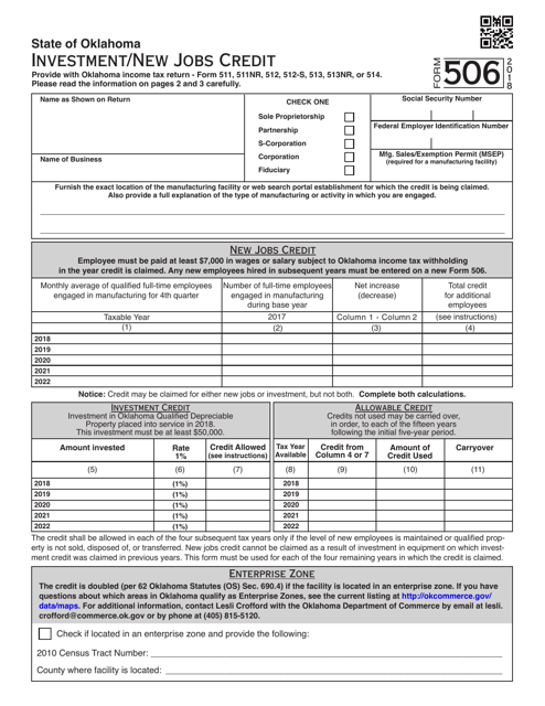 OTC Form 506 2018 Printable Pdf