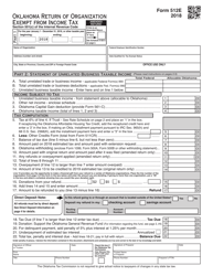 Document preview: OTC Form 512E Oklahoma Return of Organization Exempt From Income Tax - Oklahoma, 2018