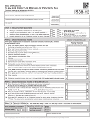 Document preview: OTC Form 538-H Claim for Credit or Refund of Property Tax - Oklahoma