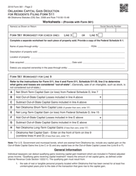 OTC Form 561 Oklahoma Capital Gain Deduction for Residents Filing Form 511 - Oklahoma, Page 2