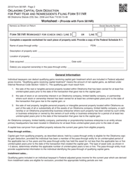 OTC Form 561NR Oklahoma Capital Gain Deduction for Part-Year and Nonresidents Filing Form 511nr (Qualifying Assets Held for the Applicable 2 or 5 Year Period) - Oklahoma, Page 2