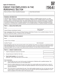Document preview: OTC Form 564 Credit for Employees in the Aerospace Sector - Oklahoma, 2018