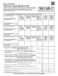 Document preview: OTC Form 561NR-F Capital Gain Deduction for Trusts and Estates Filing Form 513nr - Oklahoma, 2018