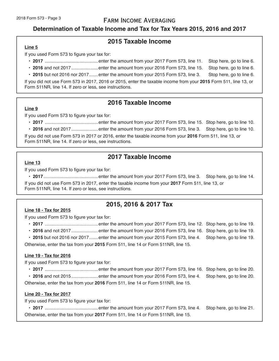 OTC Form 573 Farm Income Averaging - Oklahoma, Page 3