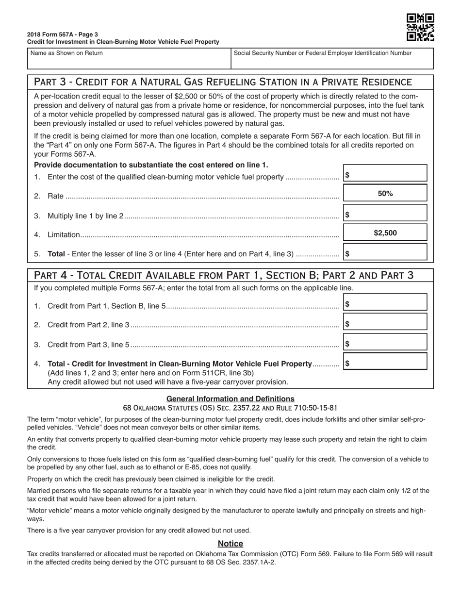 OTC Form 567-A Download Fillable PDF or Fill Online Credit for ...