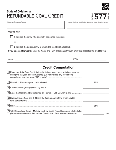 OTC Form 577 2018 Printable Pdf
