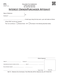 Document preview: OTC Form OTC337 Interest Owner/Purchaser Affidavit - Oklahoma