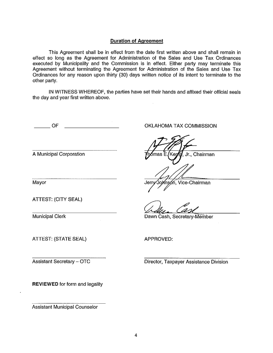Agreement to Engage in Compliance Activities - Oklahoma, Page 4