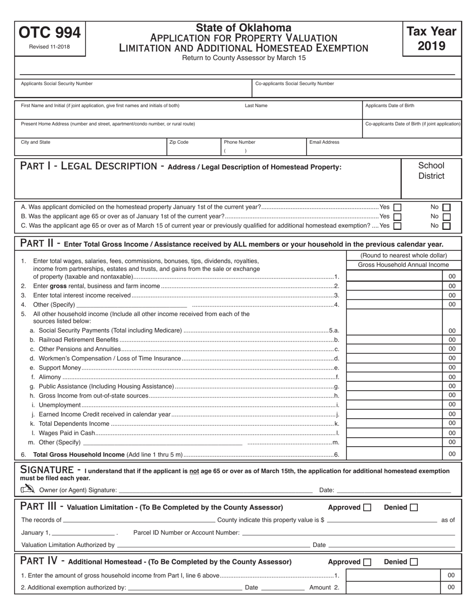 OTC Form OTC994 2019 Fill Out, Sign Online and Download Fillable