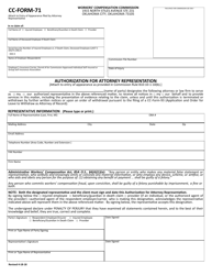 CC- Form 71 &quot;Authorization for Attorney Representation&quot; - Oklahoma