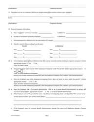 Form SI EMPLOYER Application for Individual Own Risk Employer Permit - Oklahoma, Page 2