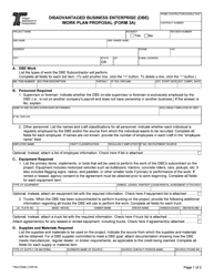 Form 3A (734-2165A) Disadvantaged Business Enterprise (Dbe) Work Plan Proposal - Oregon