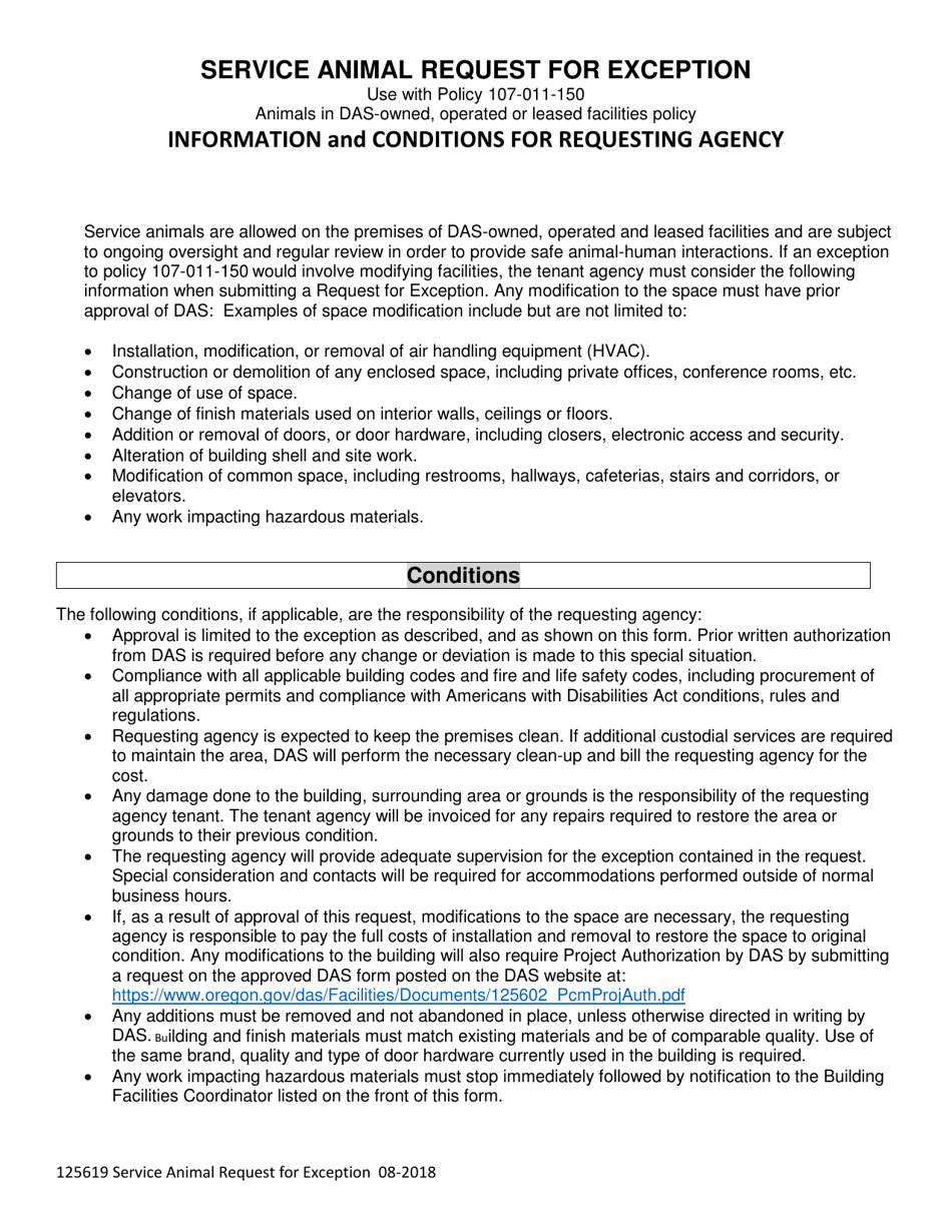 Service Animal Request for Exception - Oregon, Page 2