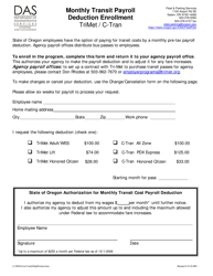 Document preview: Monthly Transit Payroll Deduction Enrollment - Trimet/C-Tran - Oregon