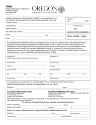 Document preview: Fertilizers Manufacturer-Bulk Distributor (Fmbd) License Application Form for Fertilizers, Agricultural Minerals, Agricultural Amendments, and Lime - Oregon