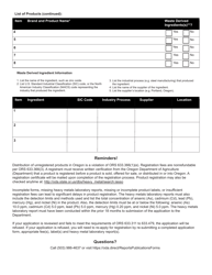 Lime Product Registration (Lpr) Application Form - Oregon, Page 2