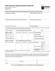 Document preview: Cpo Financial Responsibility Certifcate Form - Oregon