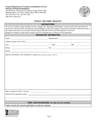 Document preview: Form 440-4871 Public Records Request - Oregon