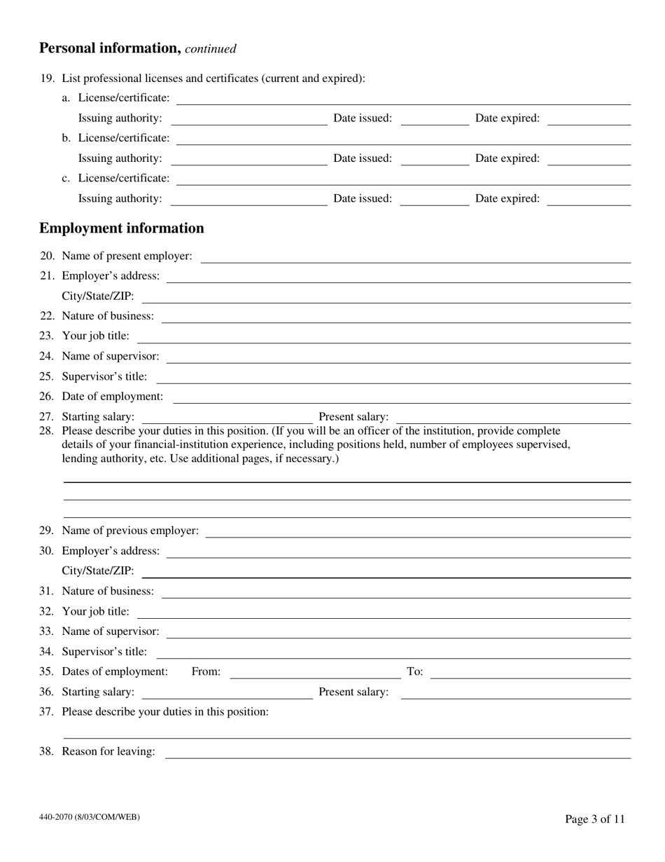 Form 440-2070 Confidential Biographical and Financial Report - Oregon, Page 4